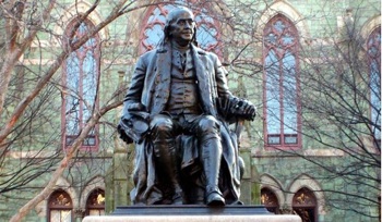 Statue of Ben Franklin on the University of Pennsylvania campus.