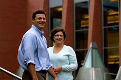 Alexandra Acker-Lyons (right) with her husband Jonathan Lyons, a Wharton MBA student