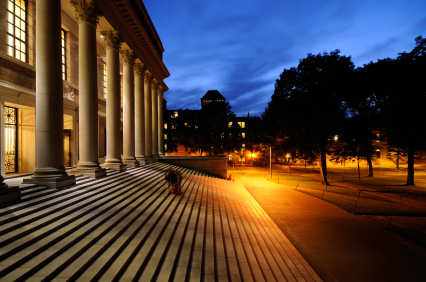 Harvard Business School at night