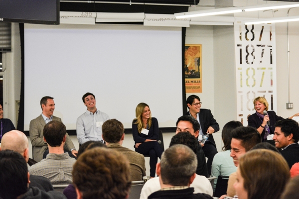 A Kellogg alumni panel at 1871, a downtown Chicago co-working space 