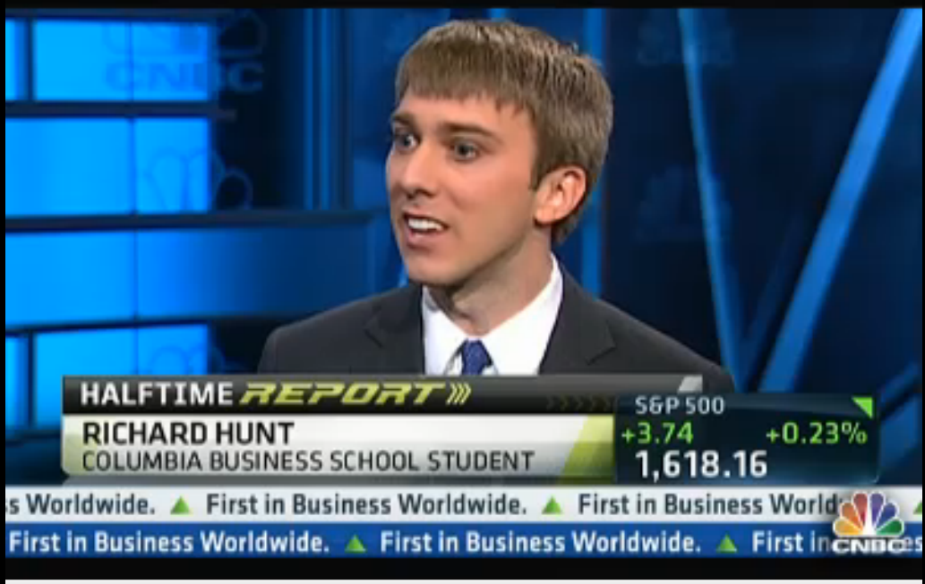 2013 Pershing Square Challenge winner Richard Hunt appeared on CNBC with his teammates 