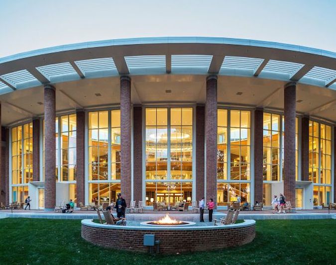 The new $55 million home of Wake Forest's business school, Farrell Hall, was only recently opened