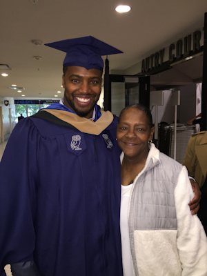 Bentley with his mother, Sylvia, at Rice MBA graduation in May