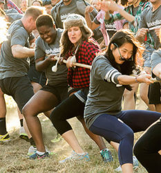 Incoming full-time MBA students bonding over team-building games. Courtesy photo