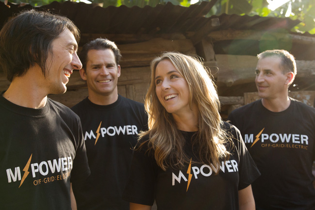 Off Grid Electric founders Xavier Helgesen (left), Bill Lenihan, Erica Mackey and Joshua Pierce (far right). Courtesy photo