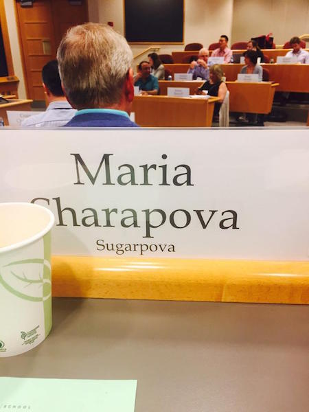 Tennis champ Maria Sharapova in a Harvard Business School classroom