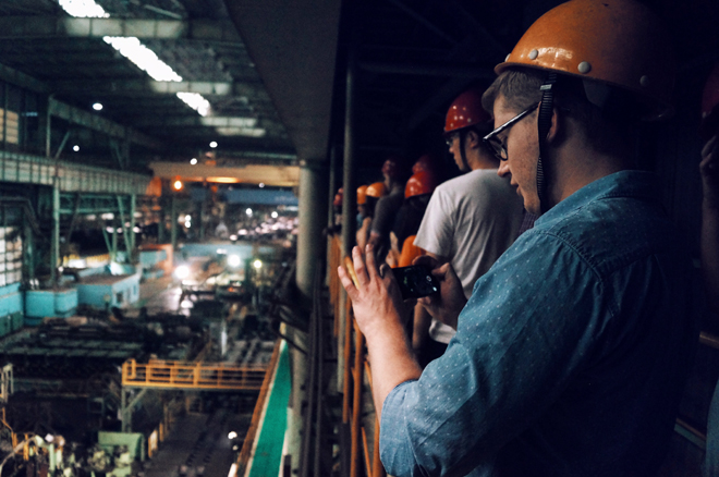 Boot Camp participants touring Baosteel headquarters in Shanghai. Photo by Nathan Allen
