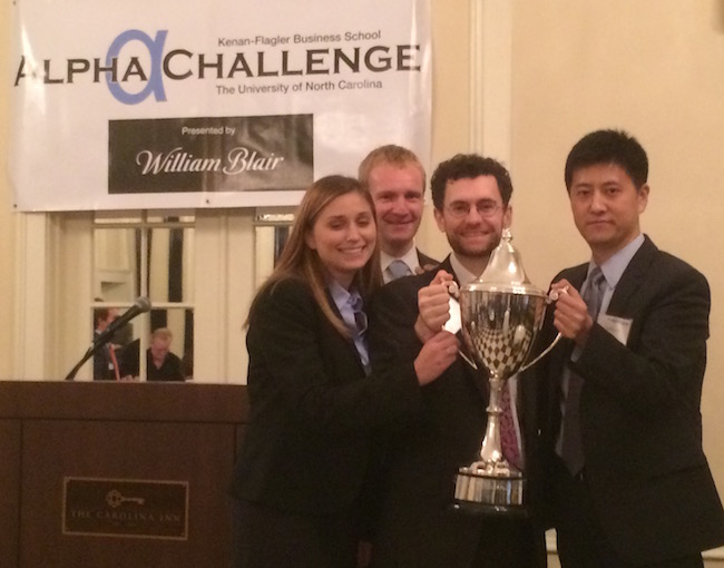 Elise Radolf (left), Devon Pennington and Anthony (Peiheng) Xu won last year’s Alpha Challenge
