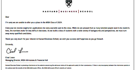 Permalink to: "What A Harvard MBA Rejection Letter Looks Like & What To Expect If You Got An Invite"