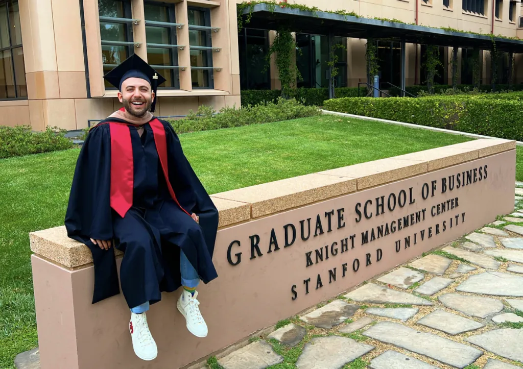 Jason Buchel, MBA '22, recently graduated from Stanford Graduate School of Business even though several MBA consultants told him he didn't have a shot in Round 3 applications. (Courtesy photo)
