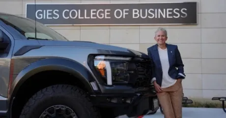 Gies College Dean Brooke Elliott with her Ford F-150 Raptor R